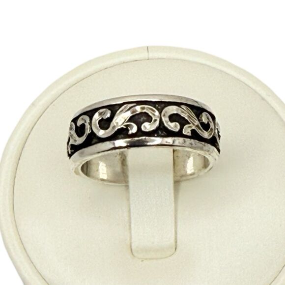 VTG Wheeler Sterling Silver Swirl Band Ring SZ 8.5 925 Diamond Cut Oxidized Mens - Picture 6 of 16